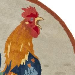 Handmade Novelty Rooster Multi Wool Rug (3' Round) Safavieh Round/Oval/Square