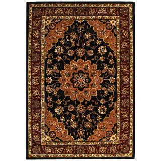 Handmade Tabriz Black/ Burgundy Wool and Silk Rug (5' x 8') Safavieh 5x8   6x9 Rugs