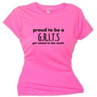 FDT Womens Country SS T Shirt Proud GRITS Girl Raised in the South Pink Clothing
