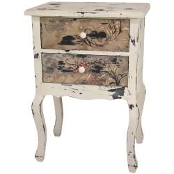Rustic Pink Berries Two drawer Night Stand (China) Nightstands