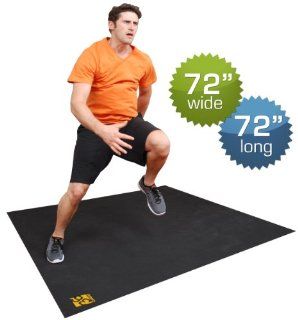 Large Exercise Mat. 72" Wide x 72" Long, Durable Rubber Fitness Mat. Designed For Home Based Fitness and CARDIO Workouts Like Insanity, P90X, Shaun T's Rockin' Body, T25, X TrainFit, Jillian Michaels 30 Day Shred, etc. Large Workout Mat W