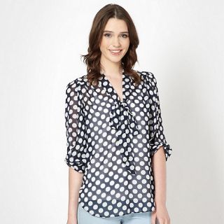 Red Herring Navy spotted chiffon blouse