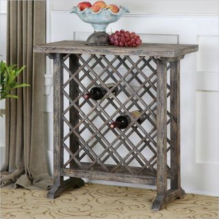 Uttermost Annileise Wooden Wine Table in Faded Weathered Charcoal   24354