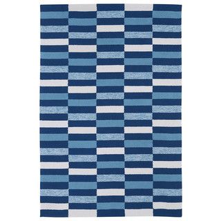 Indoor/ Outdoor Luau Blue Stripes Rug (8'6 x 11'6) 7x9   10x14 Rugs