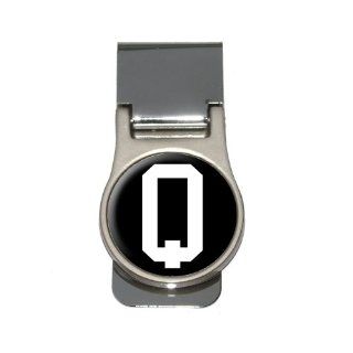 Letter Q Initial Black White Money Clip  Other Products  