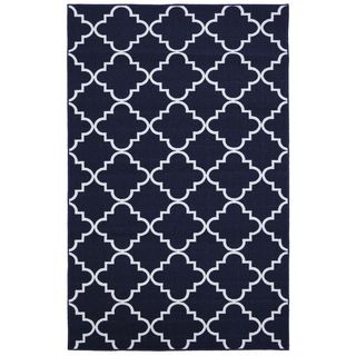 Fancy Trellis Navy Rug (5' x 7') 5x8   6x9 Rugs