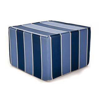 Blueberry Blue Striped 22 inch Indoor/Outdoor Foam Ottoman Other Patio Furniture