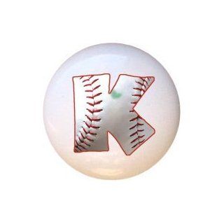 Baseball Alphabet Letter K Drawer Pull Knob   Cabinet And Furniture Knobs  