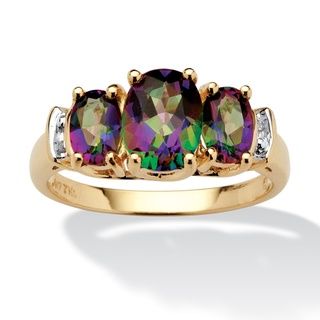 Angelina D'Andrea 10k Yellow Gold Multicolored Fire Topaz and Diamond Accent Ring Palm Beach Jewelry Gemstone Rings