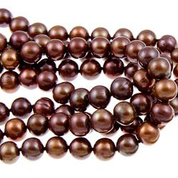 DaVonna Chocolate FW Pearl 64 inch Endless Necklace (8 9 mm) DaVonna Pearl Necklaces