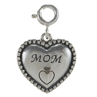 Sterling Silver Beaded Heart Family Charm Silver Charms