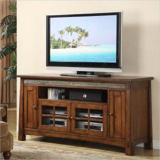 Riverside Furniture Craftsman Home 62 Inch TV Stand in Americana Oak   2946