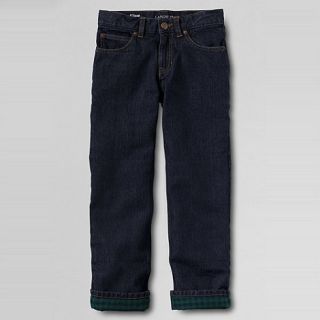 Lands End Blue boys iron knee flannel lined classic fit jeans