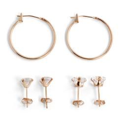Ultimate CZ 10k Gold Cubic Zirconia 3 pair Earring Set Palm Beach Jewelry Cubic Zirconia Earrings