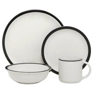 Melange 'Contempo Cantina' Black Rim 32 piece Porcelain Dinnerware Set Melange Home Casual Dinnerware