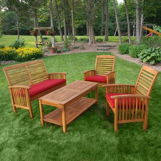Acacia Wood 4 piece Patio Set Sofas, Chairs & Sectionals