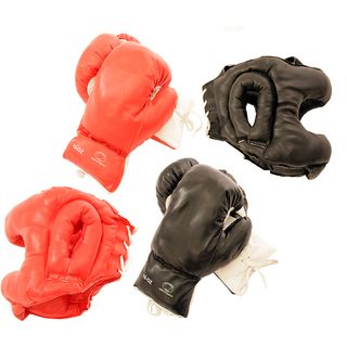 Adult sized Buffed PVC Boxing Gloves and Head Gear (Set of Two) Boxing, MMA & Martial Arts
