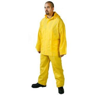 Diamond 1020 PVC Industrial Waterproof/Chemical Resistant Medium Weight 3 Piece Rain Suit, 4X Large, Yellow Protective Chemical Splash Apparel