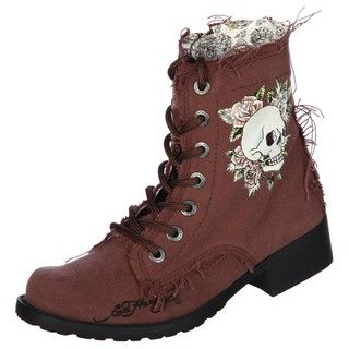 Ed Hardy Women's 'Raveen' Canvas Lace up Military Ankle Boots FINAL SALE Ed Hardy Boots