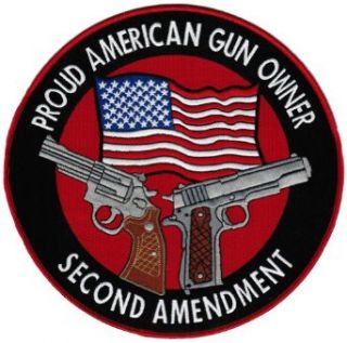 Proud American Gun Owner Second Amendment Embroidered Patch Large 1911 Handgun Clothing