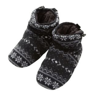 Mantaray Grey fairisle fleece slipper boots