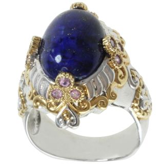 Michael Valitutti Two tone Lapis and Pink Sapphire Ring Michael Valitutti Gemstone Rings