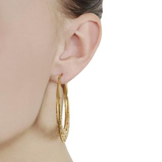 Goldtone Stainless Steel Flower Hoop Earrings Stainless Steel Earrings