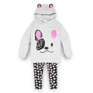 bluezoo Girls grey dog face hoodie and leggings
