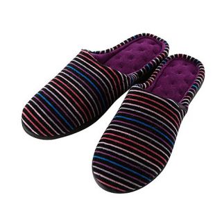 Isotoner Plum striped mule slippers