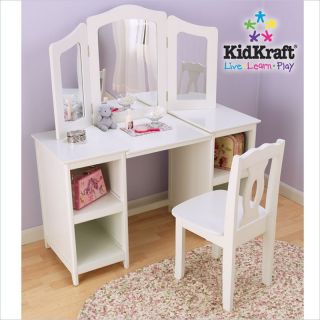 KidKraft Deluxe Wood Makeup Vanity Table with Chair and Mirror   13018