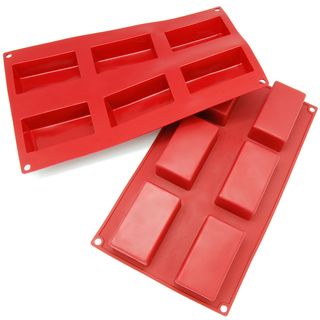 Freshware Red 6 cavity Silicone Rectangular Brownie, Corn Bread, Muffin and Soap Molds (Pack of 2) Freshware Silicone Bakeware