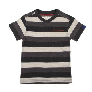 Calvin Klein Boys' Gray Striped Pullover Short sleeve V neck Shirt FINAL SALE Calvin Klein Boys' Shirts