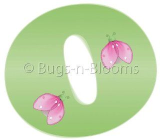 "o" Green Pink Ladybug Alphabet Letter Name Wall Sticker   Decal Letters for Children's, Nursery & Baby's Room Decor, Baby Name Wall Letters, Girls Bedroom Wall Letter Decorations, Child's Names. Ladybugs Lady Bug Mural Walls Deca