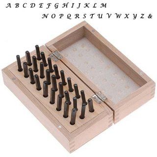 27 Pc Uppercase Lucida Calligraphy Alphabet Letter Punch Set For Stamping Metal In Wood Box 1/8 Inch 3mm