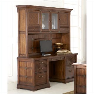 Kathy Ireland Home by Martin Portland Loft Credenza Desk with Hutch in Clove   IMPL689 682 KIT