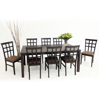 Warehouse of Tiffany 9 piece Light Cappuccino Justin with Juno Dining Furniture Set Warehouse of Tiffany Dining Sets