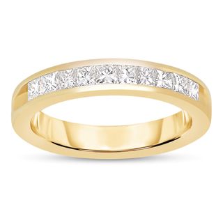 14k Yellow Gold 3/4ct TWD Princess Diamond Band Women's Wedding Bands