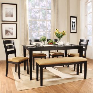 Wilma Black Ladder Back Cushioned 6 piece Dining Set Dining Sets