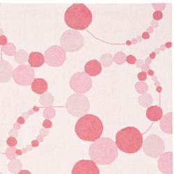 Handmade Children's Bubbles Ivory/Pink Wool Area Rug (5' x 8') Safavieh 5x8   6x9 Rugs