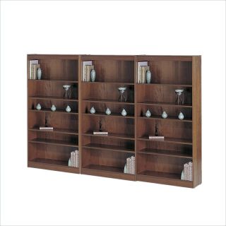 Safco WorkSpace Six Shelf 30"W Baby Wall Bookcase in Medium Oak   1513MOC PKG
