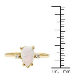 10k Yellow Gold Created Opal and Diamond Accent Ring Gemstone Rings