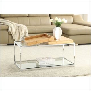 Convenience Concepts Palm Beach Glass Coffee Table in Bamboo   S11 109