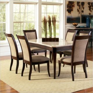 Steve Silver Company Marseille 5 Piece Marble Top Dining Table Set in Dark Cherry   MS850WT 5Pc Dining PKG