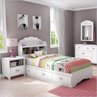 South Shore Sabrina 2 Piece Twin Bookcase Bedroom Set in Pure White   3650212 098 KIT 2PKG