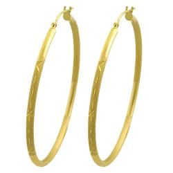 Fremada 14k Yellow Gold 40 mm Round Satin/ Diamond cut Hoop Earrings Fremada Gold Earrings