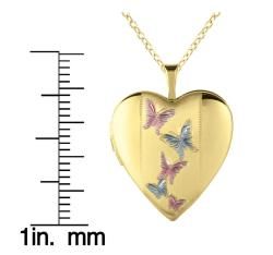Sterling Silver and 14k Gold Heart shaped Butterfly Locket Necklace Lockets Necklaces
