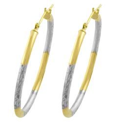 Fremada 10k Two tone Gold Diamond cut and Polished Hoop Earrings Fremada Gold Earrings