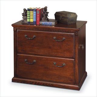 Kathy Ireland Home by Martin Huntington Oxford Lateral 2 Drawer Wood File Storage Cabinet in Distressed Burnish   HO450/B