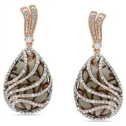 Pink Silver Quartz and 1/4ct TDW Diamond Earrings (G H, I2 I3) Miadora Gemstone Earrings