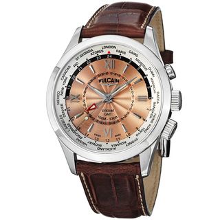 Vulcain Men's 'Aviator GMT' Bronze Dial Brown Leather Strap Watch Men's More Brands Watches